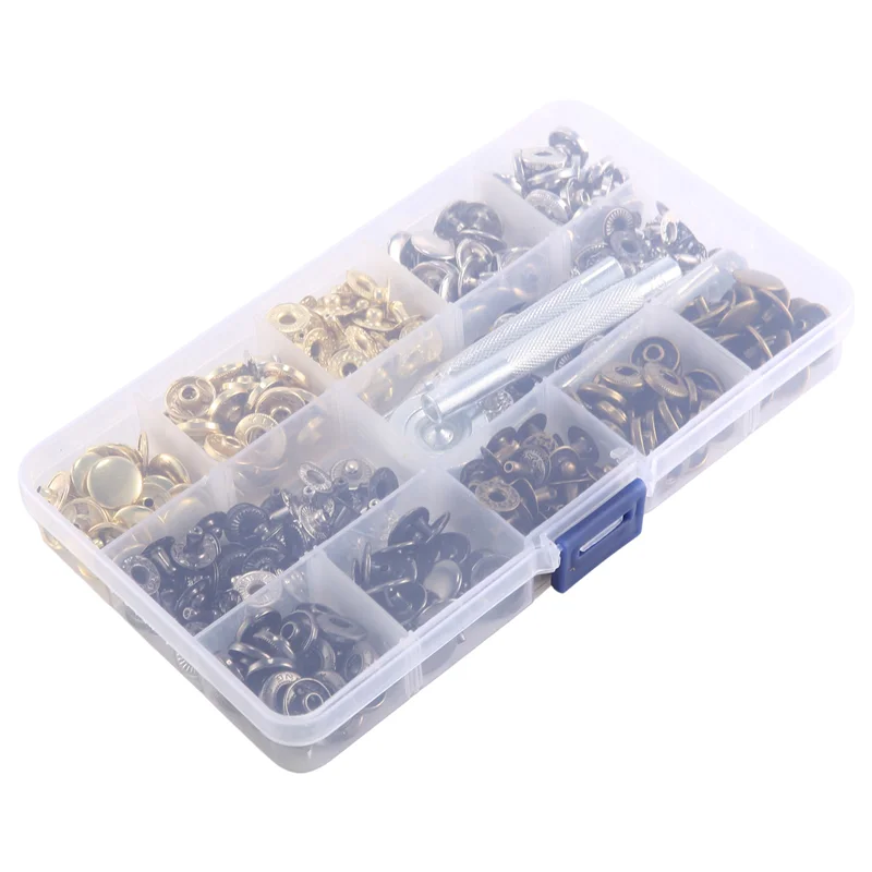 

【HOT】100 Set Leather Snap Fasteners Kit, 12.5Mm Metal Button Snaps Press Studs, 4 Color Leather Snaps For Clothes, Bags