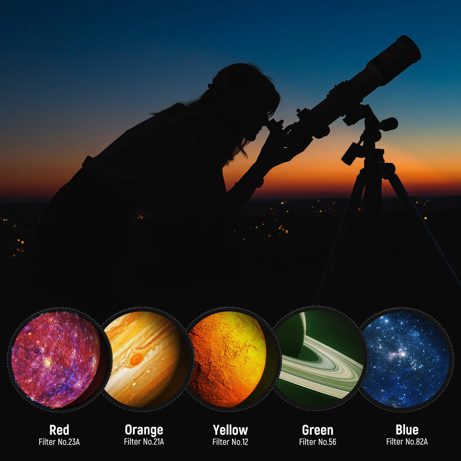 NEEWER 10-teiliges 1,25-Zoll-Teleskop-Okularfilter-Set, 5 Planeten-Farbfilter, 2 Polarisationsfilter für die Sternenhimmel-Mondbeobachtung – Detail 4