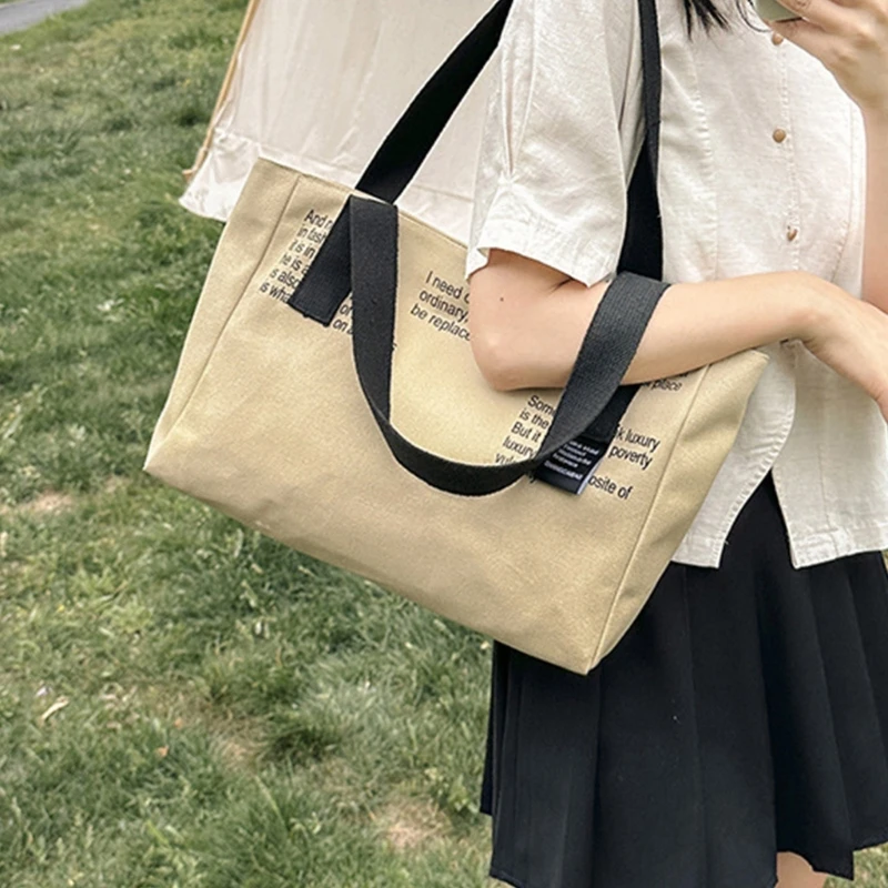 ความจุขนาดใหญ่ Tote กระเป๋าผู้หญิงกระเป๋าถือ Simple Top Handle กระเป๋า Lady ผ้าใบกระเป๋า Casual หญิงใหญ่กระเป๋านักช้อป E74B