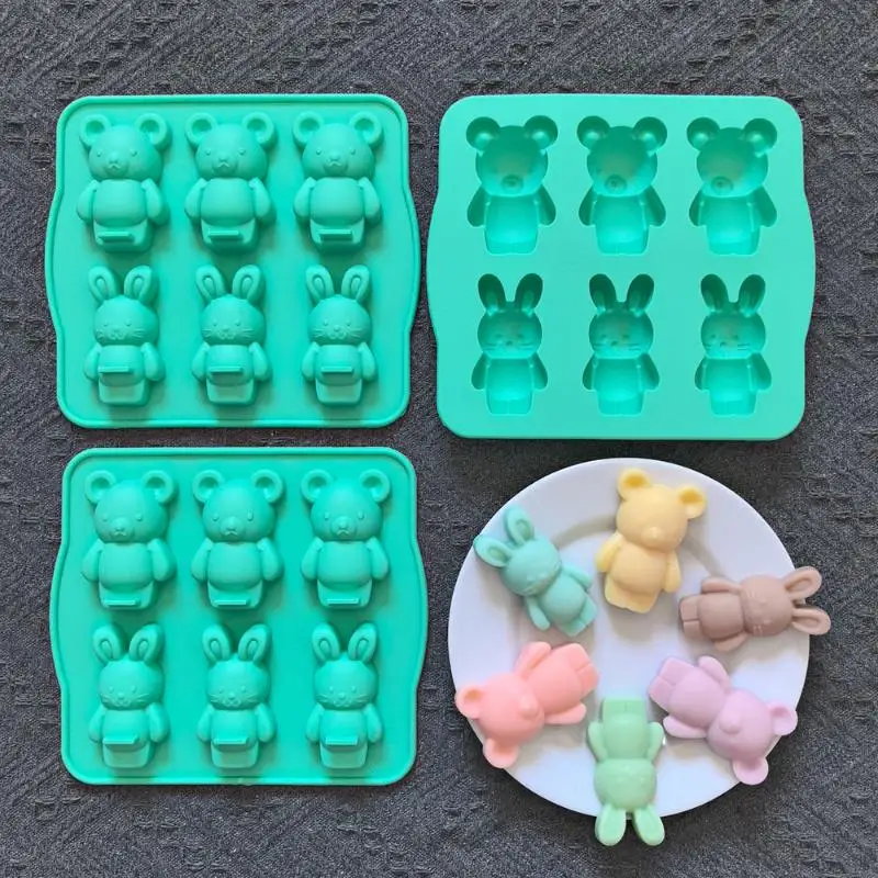 3D Bear Rabbit Silicone Mold - Creative Chocolate Candy Pudding Biscuit Cake Baking Mould for Sweet Treats And Pastries