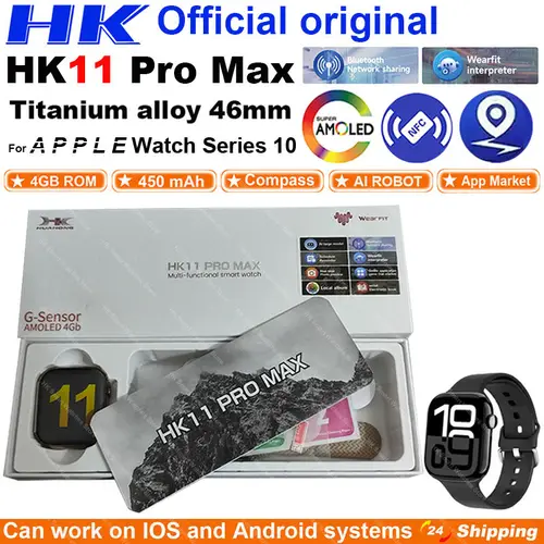 2025 nuevo reloj inteligente HK 11 Pro MAX serie 10 46mm AMOLED 4G ROM Bluetooth llamada red AI Robot reloj NFC brújula reloj hombres mujeres