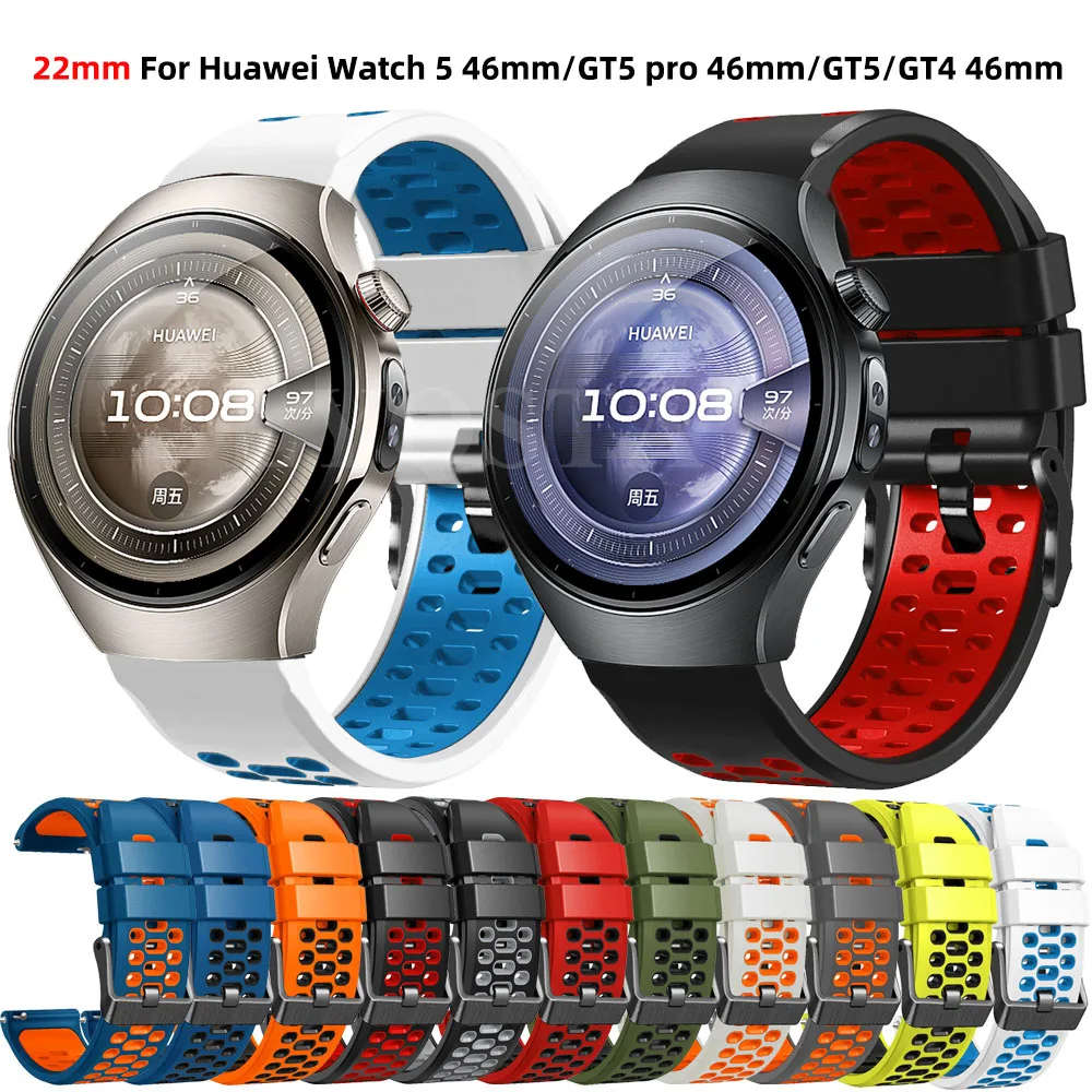 Силиконовый ремешок для Huawei Watch 5 46 мм/GT 5 Pro 46 мм, ремешок для часов Huawei Watch GT3 GT5 G 4 46 мм, аксессуары для умных часов