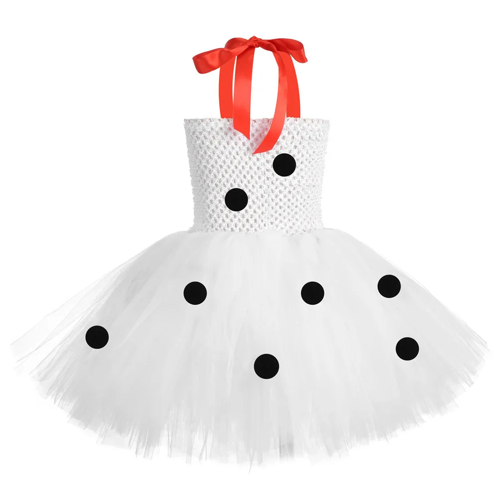 Dalmatian Dog Costumes for Girls Animal Halloween Cosplay Dresses for Kids Spotted Puppy Tutus Children Birthday Party Outfits