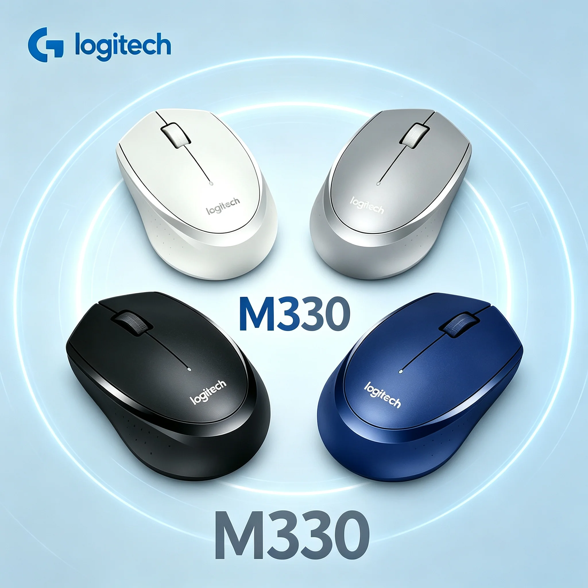 Logitech M330 Ergonomic Wireless Silent Mouse Quiet Buttons Mice For Home Entertainment Work
