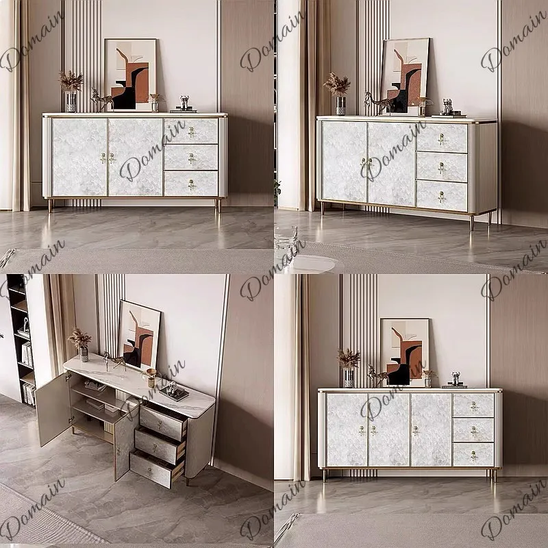 Light Luxury Shell Entryway Cabinet, Modern Simple Shoe Cabinet, Sideboard Storage Chest for Hallway