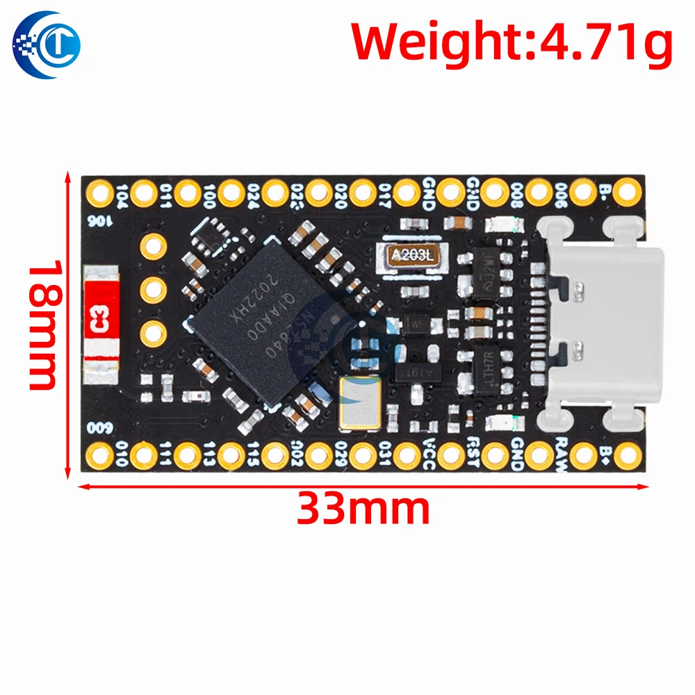 NRF52840 – wyjątkowo mała płytka programistyczna, kompatybilna z Nice!Nano V2.0, oferująca funkcje zarządzania ładowaniem Bluetooth i obsługą mikrokontrolera Pro Micro NRF52840. — zdjęcie produktu 4