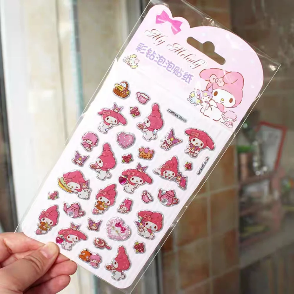 Genuine Sanrio Stickers Cartoon Hello Kitty Melody Scrapbook Decals For Cars Luggage Bicycle Helmets Decor Girls Toys Gifts