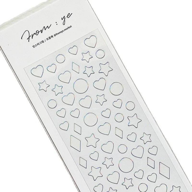 Transparent Laser Gold Silver Star Love Round Series Decorative PVC Laser Stickers Scrapbooking Stick Stationery Sticker