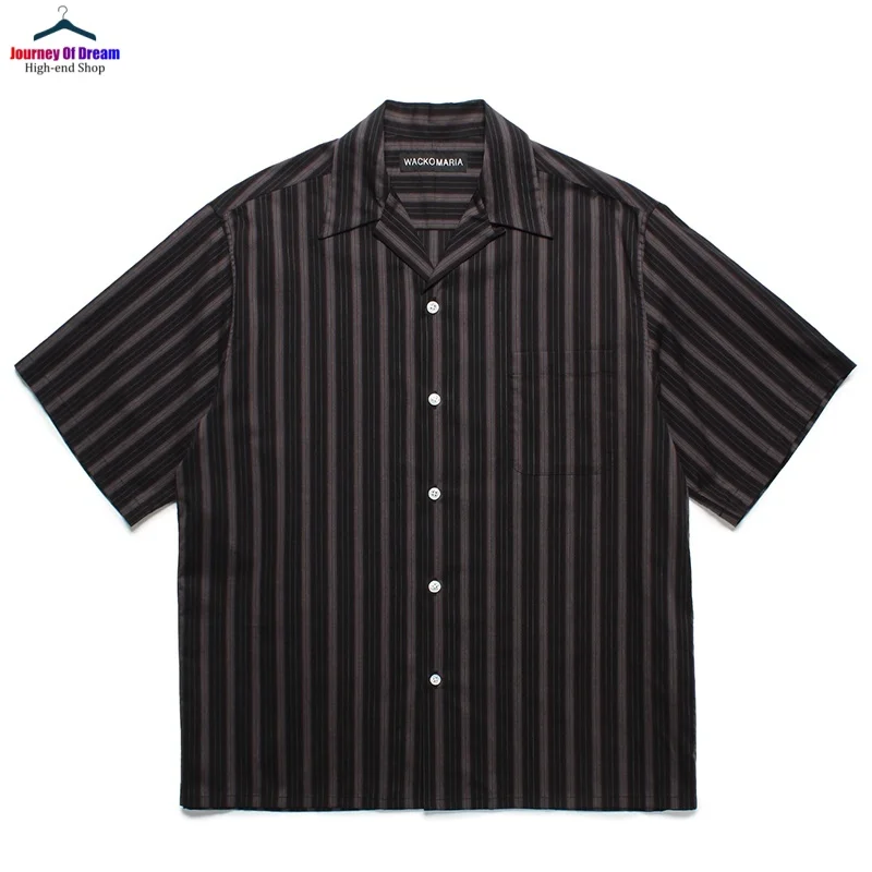

25FW последняя WACKO MARIA модная полосатая цветная модная повседневная летняя мужская официальная Гавайская рубашка с коротким рукавом