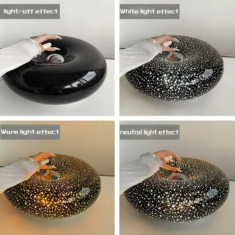 

Black Starry Night Light, Orange Doughnut Table Lamp, Men's and Women's Birthday Gift Decorative Table Lamp