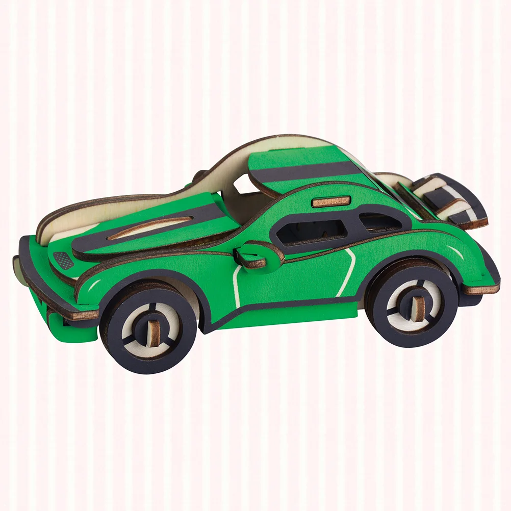 Coche de carreras Diy 3D de madera para niños, rompecabezas educativo de madera para coordinación mano-ojo, juego de rompecabezas empaquetado en caja