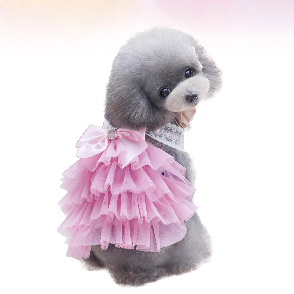 

Cute Dress Pet Dog Tutu Dress Acrylic Lace Pet Clothes Bowknot Purple Skirt Small Dogs Outfits Walk Jog Outdoor