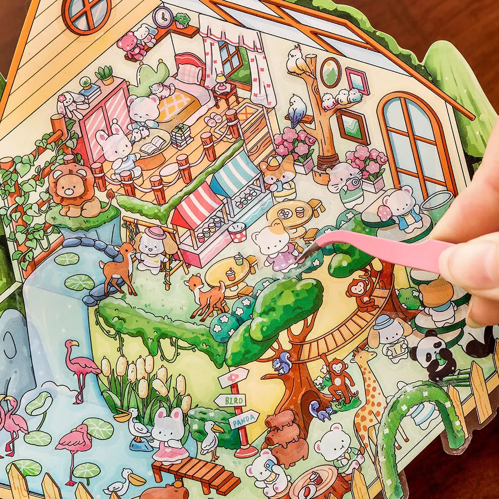 

Kawaii 3D Landscaping Stickers Cartoon Miniature Scene Visual Stacking Three-dimensional Stickers Gift for Children