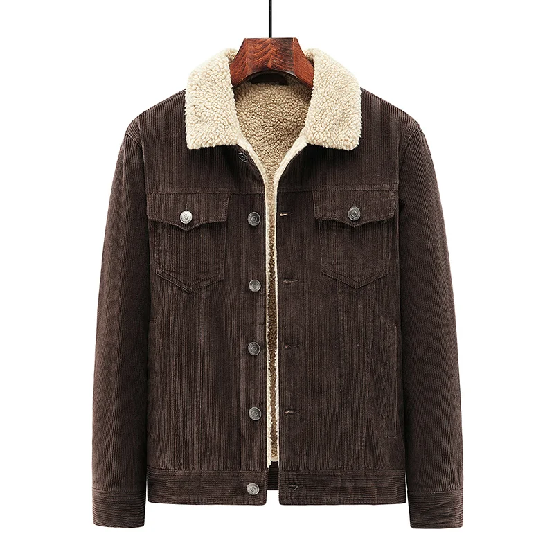 

Мужская вельветовая куртка в городском стиле из стираного хлопка с воротником с лацканами, теплое повседневное зимнее пальто