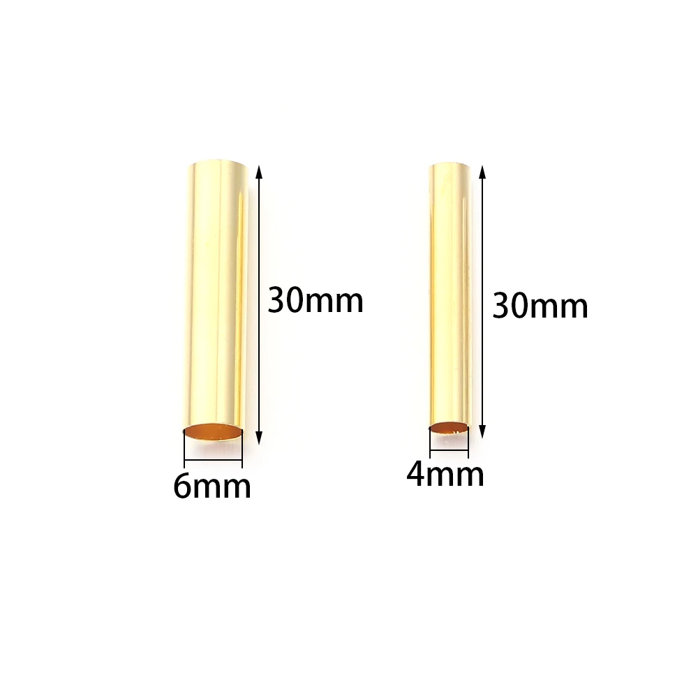 50/100Pcs Copper Tube Spacer Beads Smooth Straight Tube Beads For Leather Cord Bracelet Necklace DIY Jewelry Finding Connectors