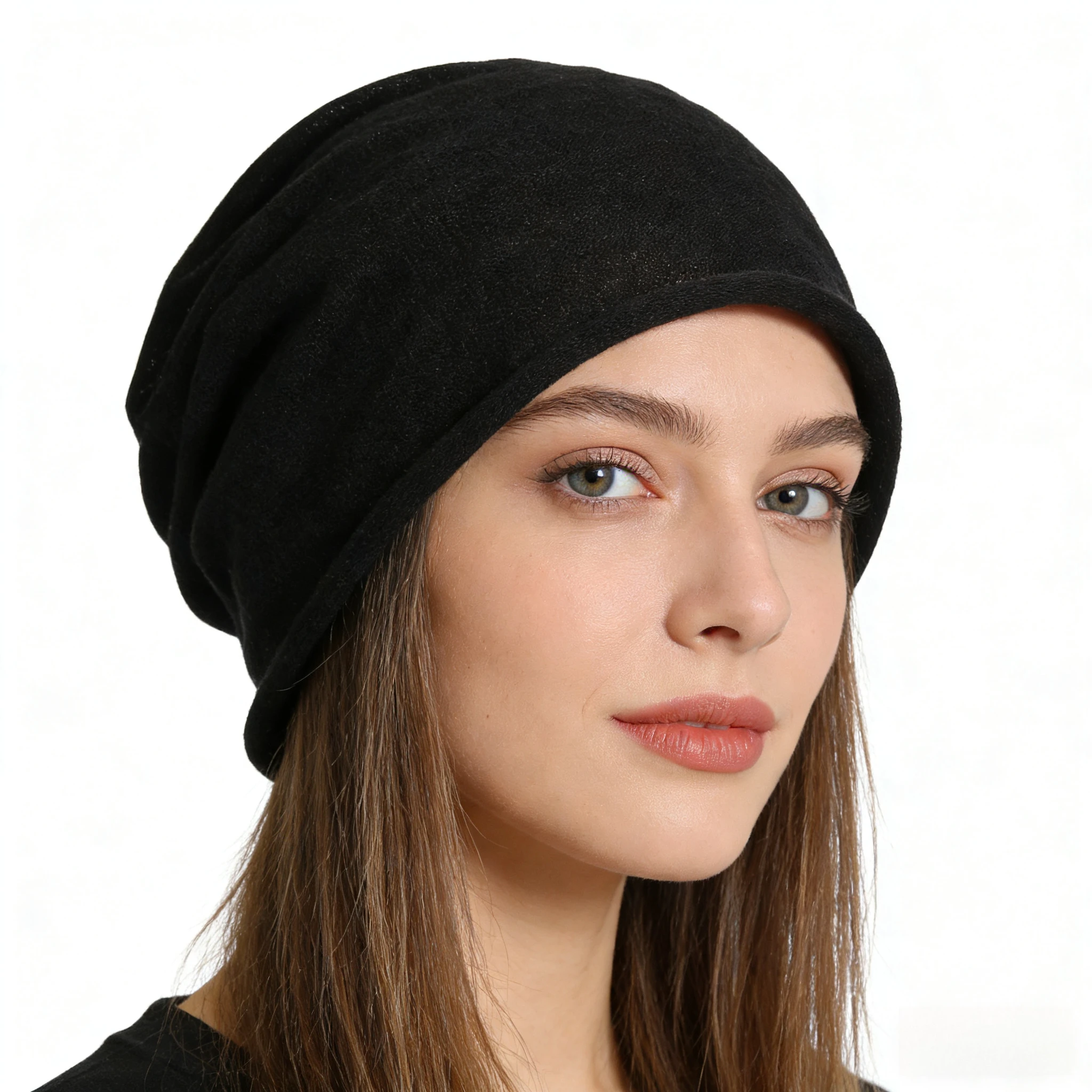 New Summer Linen Beanies Hat For Women Casual Slouchy Edge Curl Thin Breathable Big Head Solid Soft Skullies Bonnet Sun Cap Gift