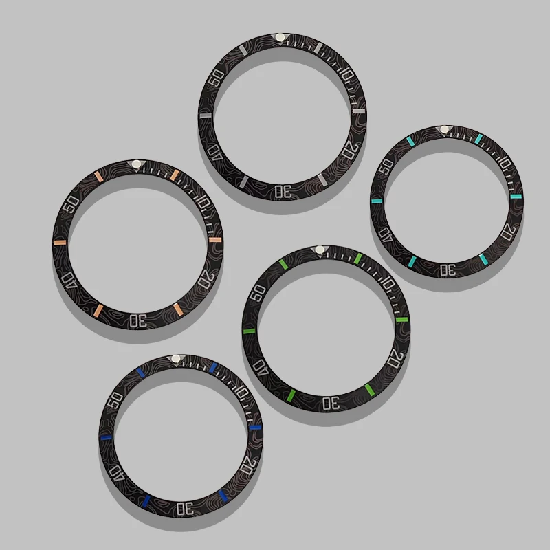 Insert de lunette en céramique biseautée givrée GMT, 38MM x 30.5MM, pour sous-boîtier de 40mm, bague de remplacement pour montre