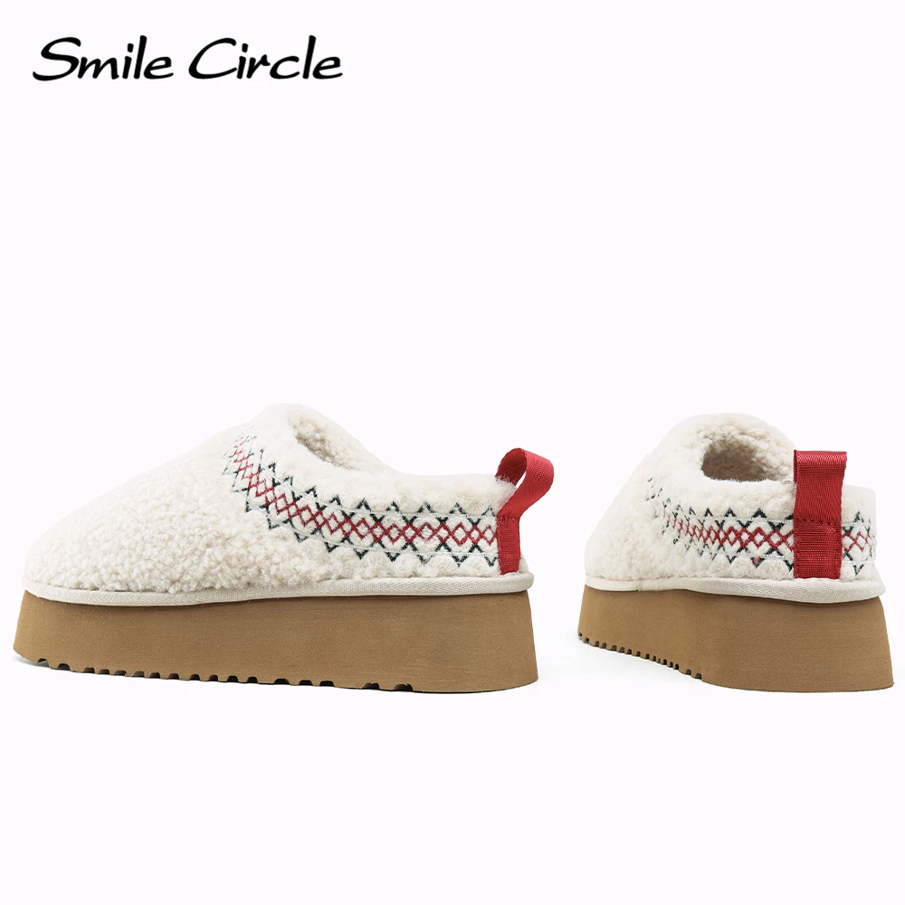 Smile Circle Women\'s Tazz Slipper Winter Fur Wool Shoes