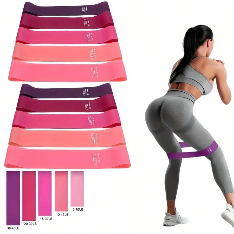 

5-Piece Heavy Duty TPE Resistance Band Set For Women - Full-Body Workout, Yoga, Gym, Pilates, And Weight Training - Stackable Bands, Multiple Colors (Pink, Purple, Blue, Red, Black) - Home And Professional Fitness Equipment For Strength, Flexibility,