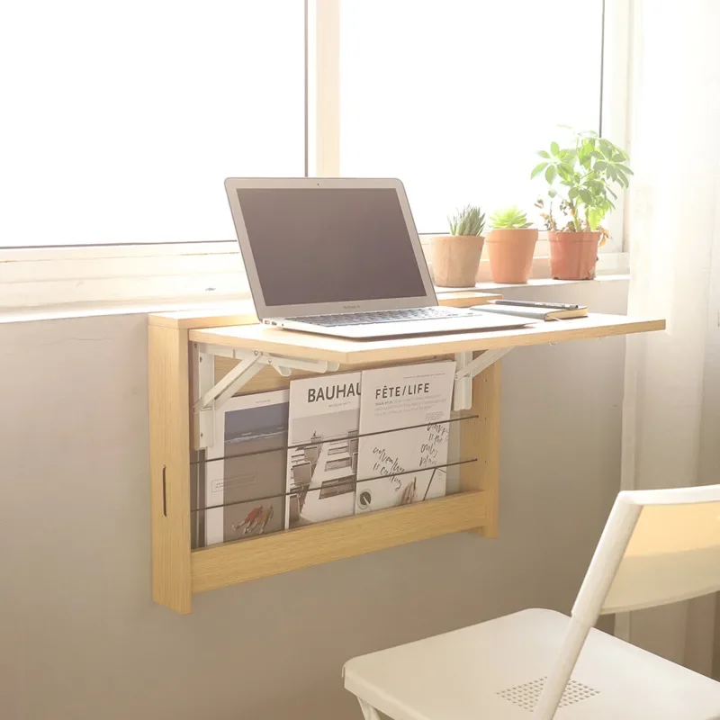 

Wall-Mounted Folding Laptop Table Space-Saving Invisible Desk Small Homes,Multi-functional Hanging Bookshelf and Learning Table