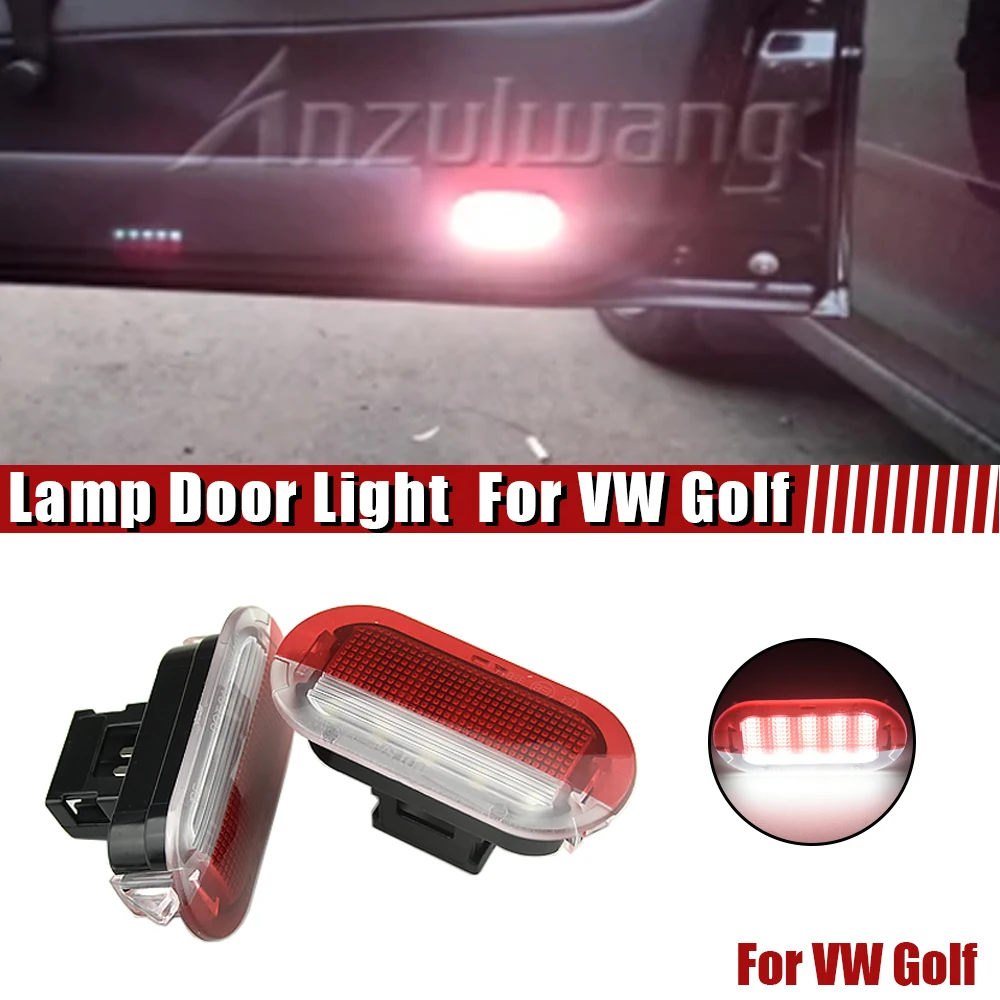 For VW Golf Beetle Jetta Bora Sharan Skoda Octavia Seat Alhambra Leon Toledo 2PCS LED Door Courtesy Lights Under Warning Lamps