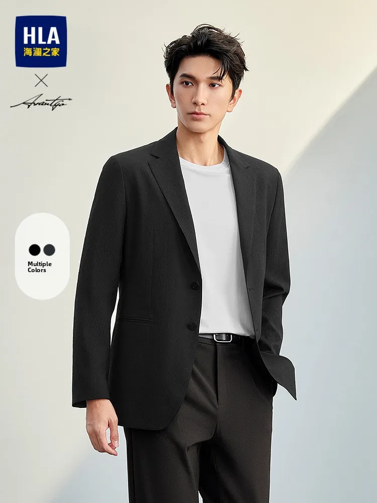 Casual HLA Sea Landscape Home Frontiers Fashion Series Men's Single-breasted Suit Autumn New Flat Collar Portable Business Ca...