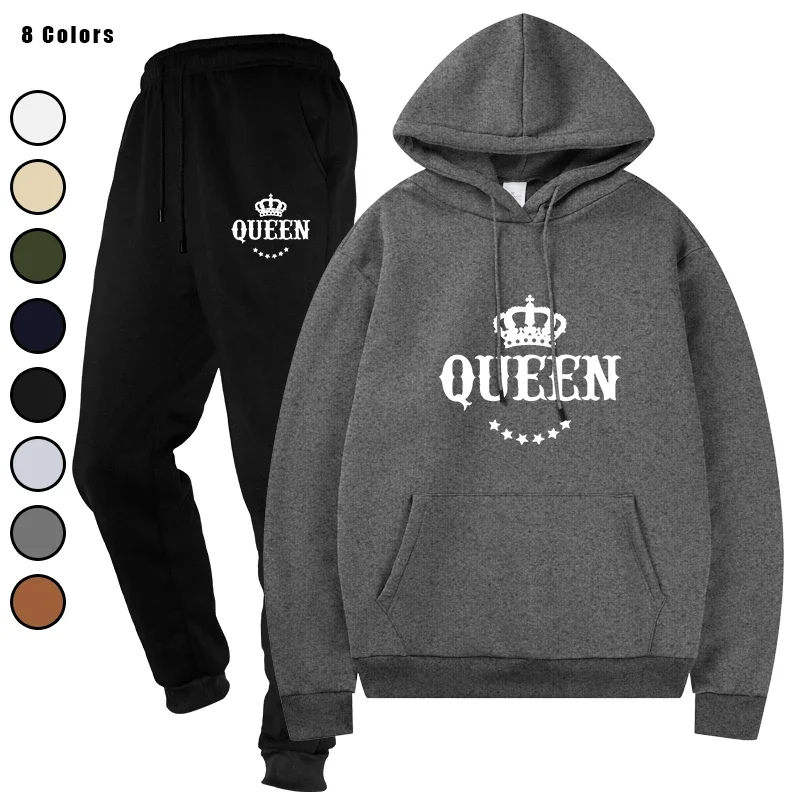 

Men Tracksuit 2 Pieces Sets Male Hoodies Hooded Running Sportswear Drawstring Pants Autumn Sportwear