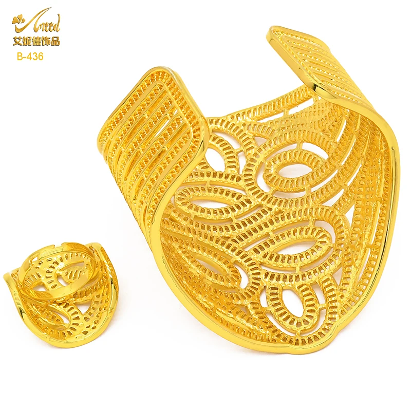 ANIID Dubai Bracelet Ring for Women Wedding Gold Color Cuff Bangles Female Luxury Indian Designer Bracelet Ethiopian Jewelry image 4