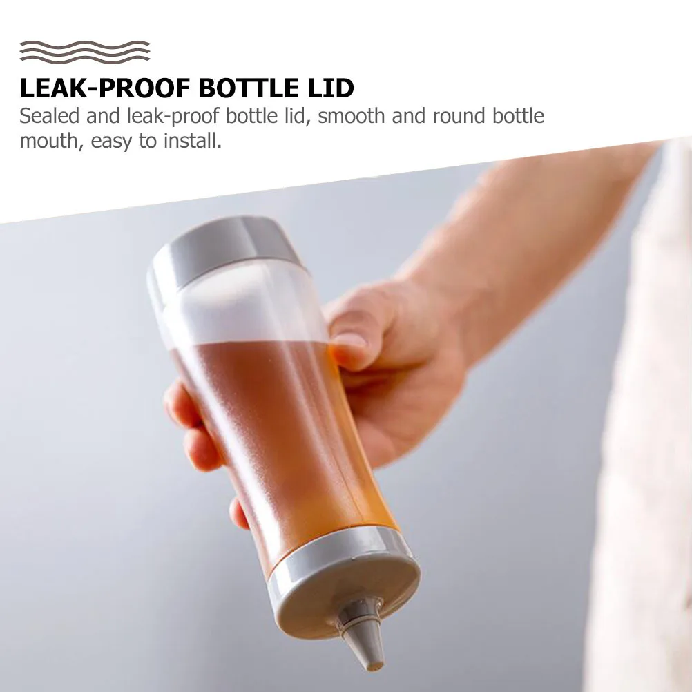 

2Pcs Food Grade Squeeze Bottles Grey Sauce Dispensers Leak Proof Kitchen Gadgets Salad Dressing Storage Containers