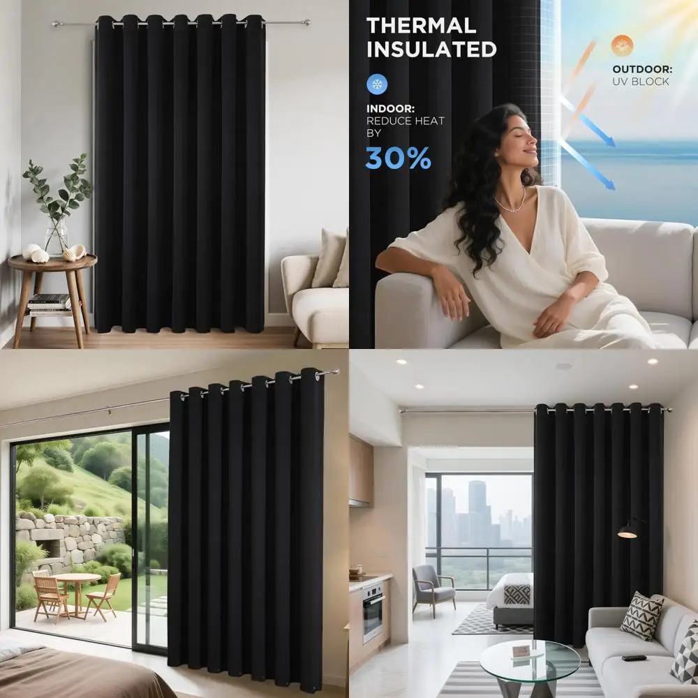 

Очень широкие термозатемняющие шторы с втулкой для раздвижных дверей патио, длина 108, перегородка для конфиденциальности