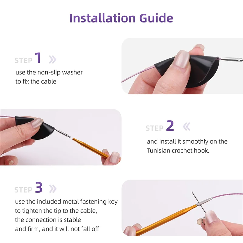 

【Ограниченный на складе!】Набор алюминиевых сменных крючков для вязания, 6-дюймовые кабельные крючки 3–10 мм, длинные крючки в комплекте