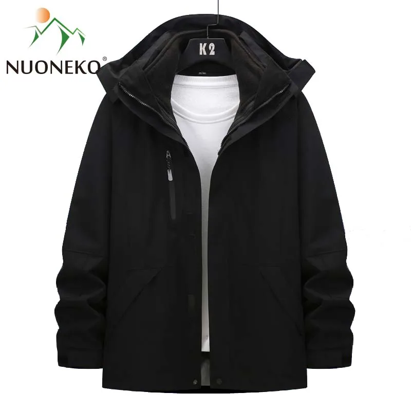 Winter Rain Jackets Men Women Outdoor Removable Inner Liner Thick Fleece Camping Hiking Waterproof Soft Shell Windbreakers Coat