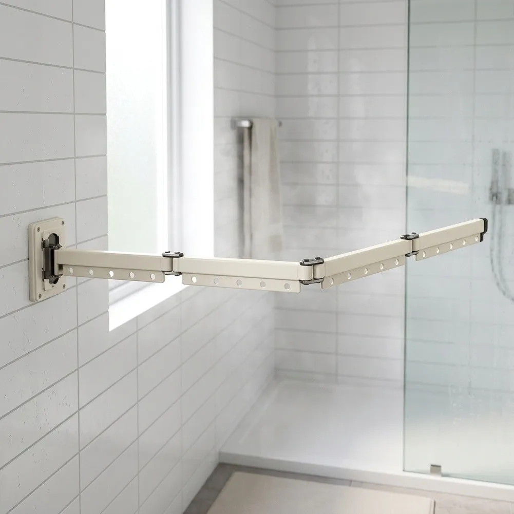 Portable Shower Divider Suction Shower Rod Strong Suction Grip Waterproof Construction Lightweight Material 4 Fold Design