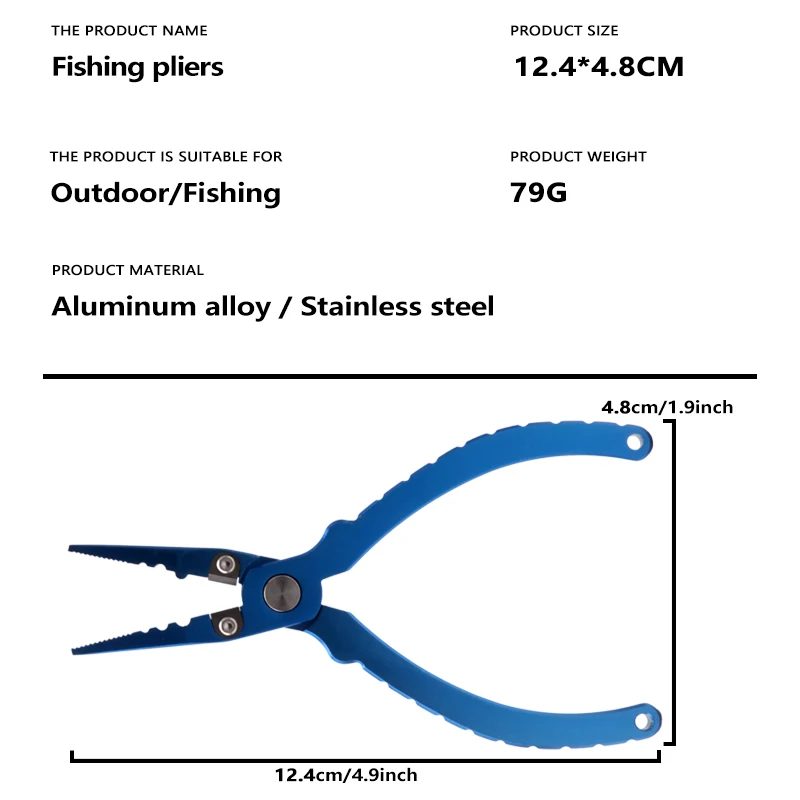 Fishing Tongs, Ultra Light Aluminum Fishing Gear Tongs with Tungsten Steel Braided Cutter, Sheath and Lanyard, Hook Remover, Sal