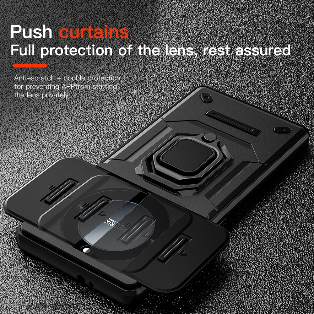 KEYSION Shockproof Case for Honor X9A 5G X9b Magic 5 6 Lite Slide Camera Protection Ring Phone Cover for for Huawei Mate 60 Pro+