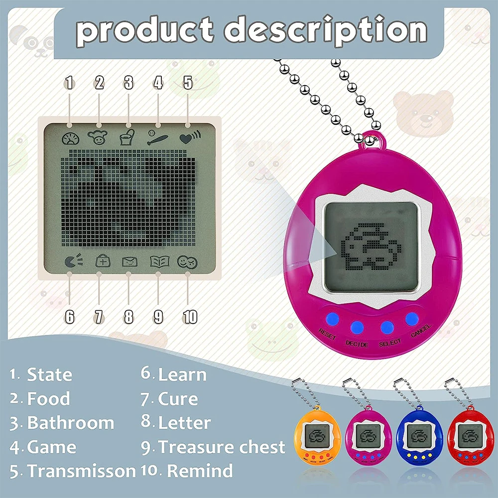 Tamagotchi Virtual Electronic Digital Pets portachiavi gioco portachiavi Retro Handheld Machine nostalgico per regali divertenti E Pixel Toy