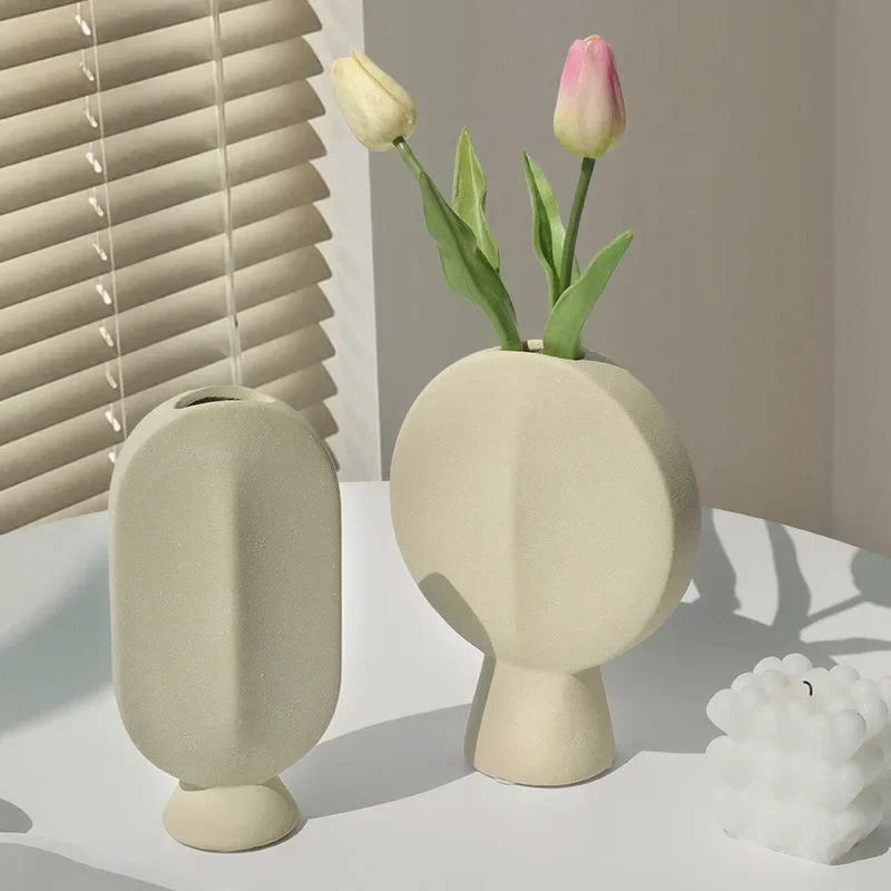 Nordic Face Flower Ware Abstract Frosted Ceramic Vase Living Room Bar Restaurant Clothing Shop Hotel Flower Arrangement Ornament