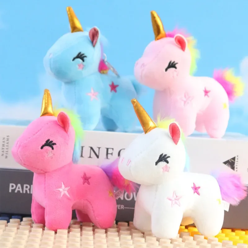 1Pc Unicorn Doll Keychains Soft Plush Stuffed Cartoon Cute Animal Rainbow Horse Toy Bag Pendant Key Ring For Children Girls Gift