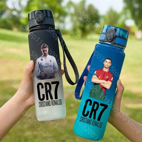 Football Star Cristiano Ronaldo Water Cup Ronaldo Messi Large Capacity Sports Flip Cover Drinking Bottle Fans Support Items