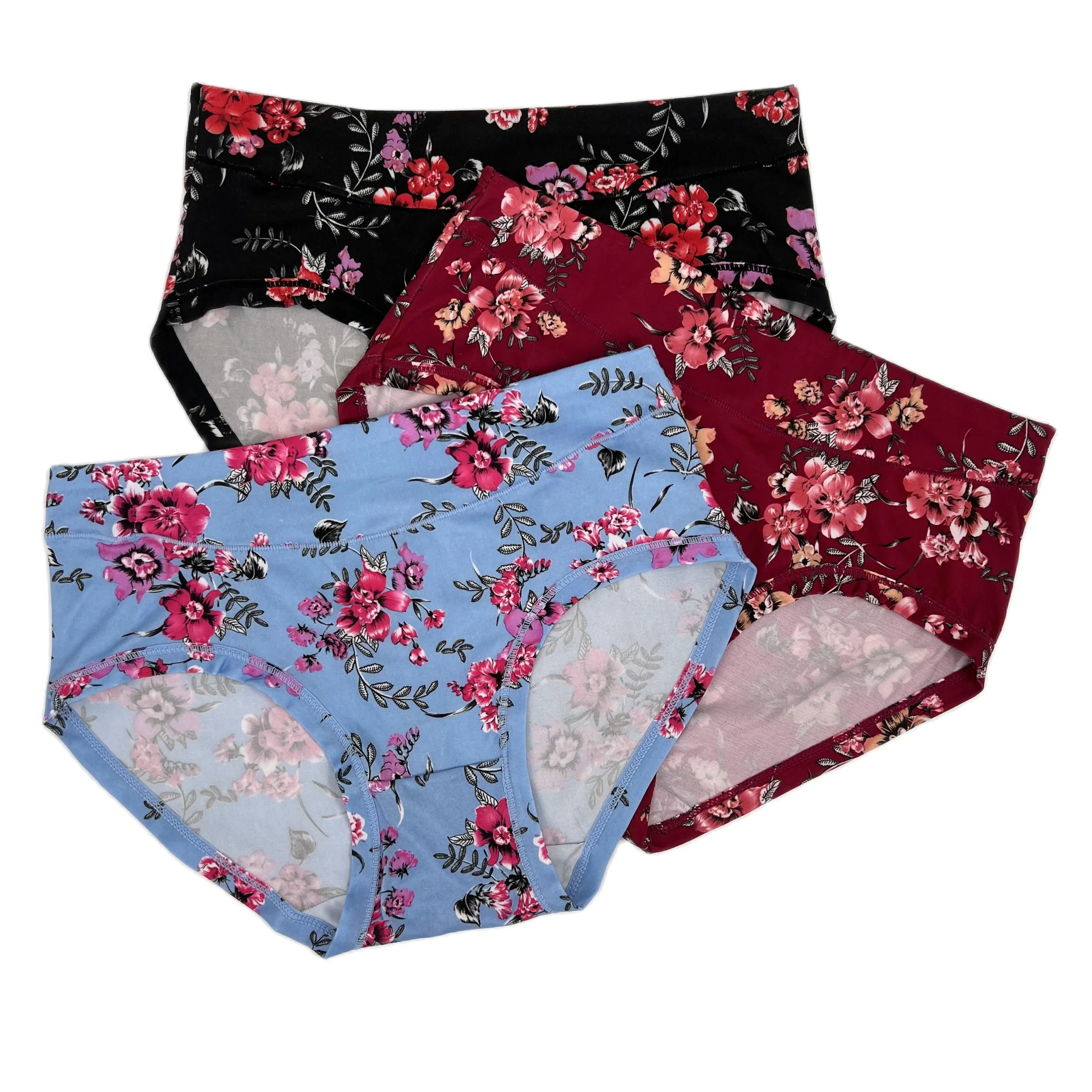 Bragas con estampado Floral para mujer, ropa interior de talla grande, bragas de cintura media, calzoncillos suaves de Modal