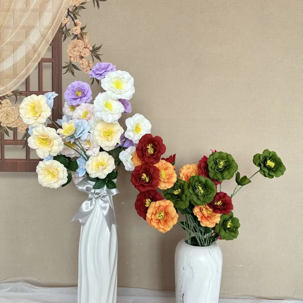 Plastic Artificial Sweet Osmanthus Branches Realistic Elegant Silk Osmanthus Branch Non-Fading Handmade Fake Flower