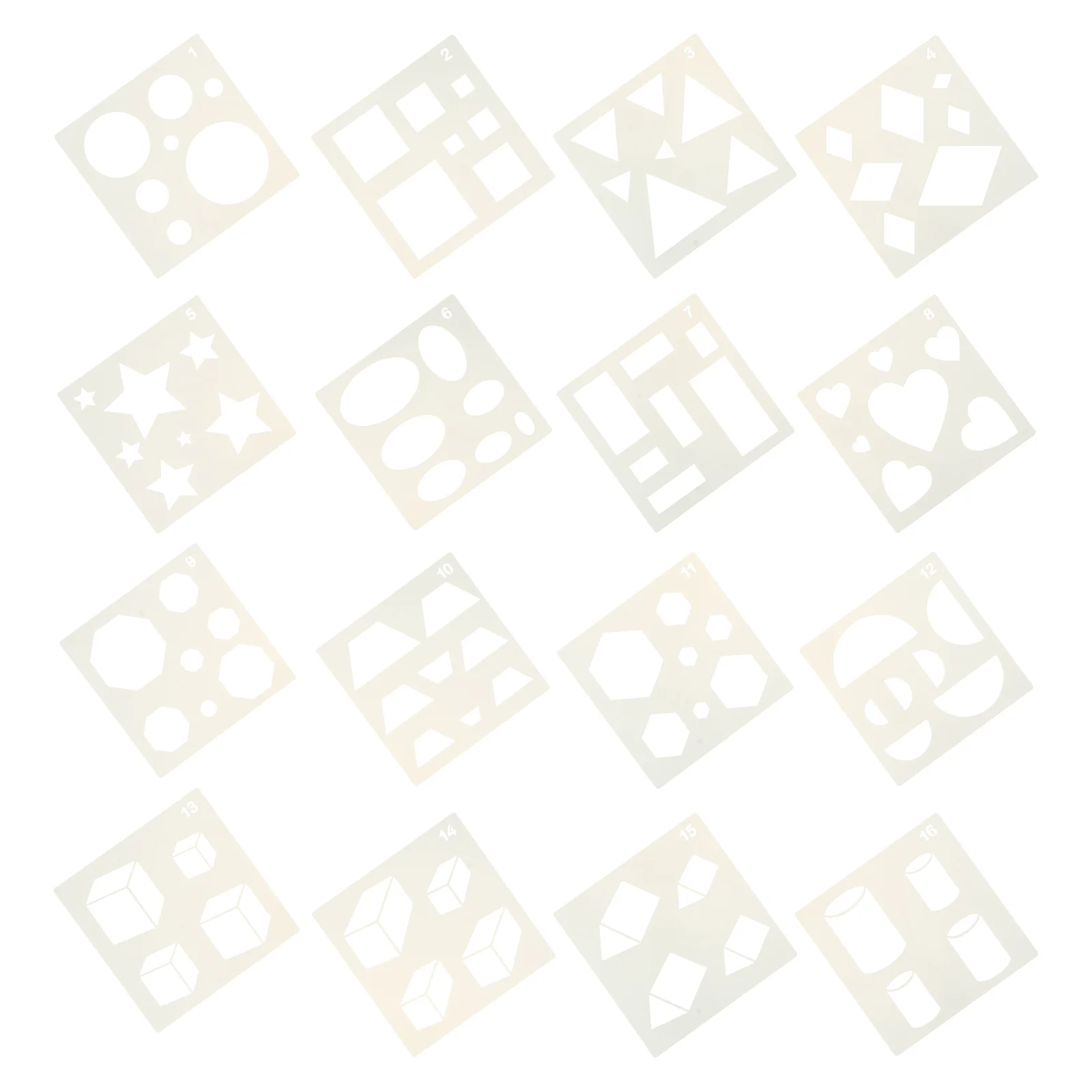

16pcs Geometric Templates Math Shape Stencil For Learning Drawing Painting Craft Diy Tracing School Teaching Tools Plastic