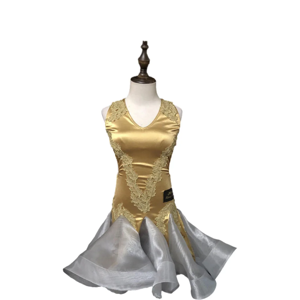 Latin dans volwassen kinderjurk AB Stone High-End aangepaste pluizige rok geborduurd naakt kleding ChaCha Tango dameskleding