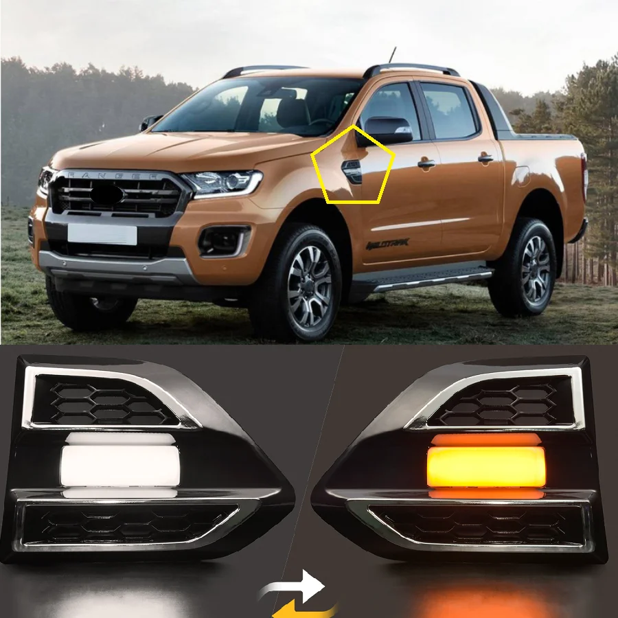 Vehicle Vent Side Fenders Cover Sticker Fit For Ranger T7 T8 2015-2020 Wildtrack Xl Xlt Pickup Car Led Turn Signal Lights Light