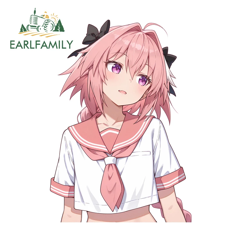 EARLFAMILY Adorable Half Astolfo Car Stickers Rear Windshield Decals Practical Waterproof Vinyl DIY Car Body Occlusion Scratch
