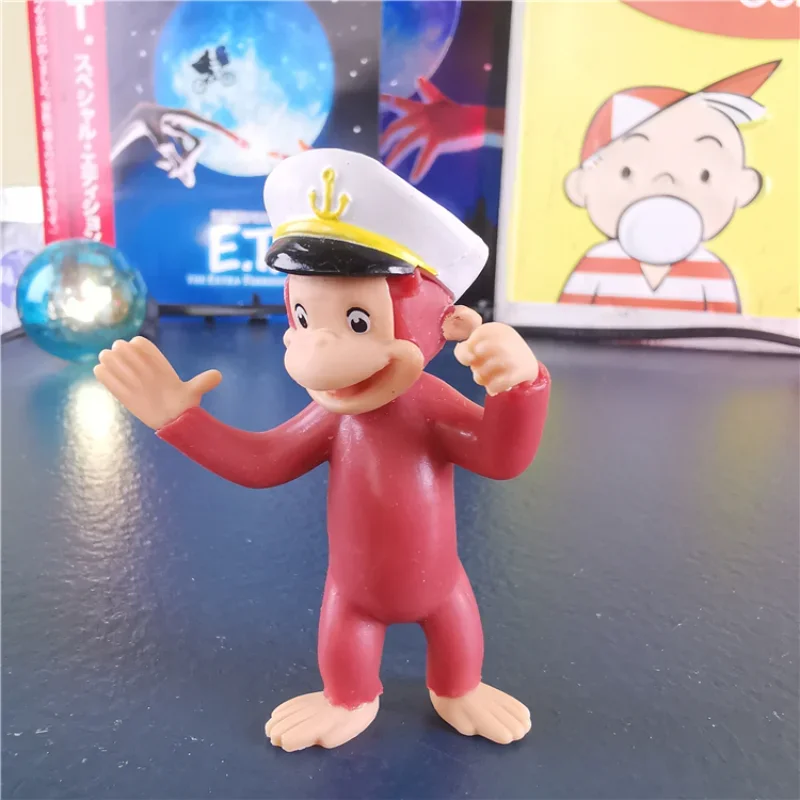 Genuine Curios George Figure Monkey Model Cute Doll Ornaments Accessories Pretend Play Children Collection Present