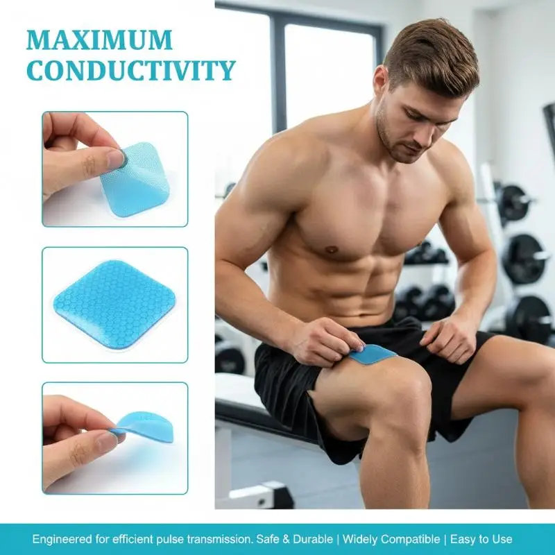 4PCS EMS Gel Pads For EMS Trainer Abdominal Gel Stickers Fitness Hydrogel For Abdomen Muscle Stimulator Slimming Massage Machine