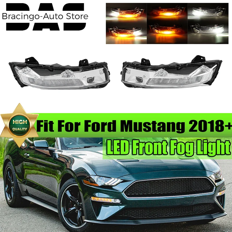 US Version Car Front Fog lights DRL Fog Lamp Turn Signal Light headlights Fit For Ford Mustang 2018 2019 2020 Car Accessories