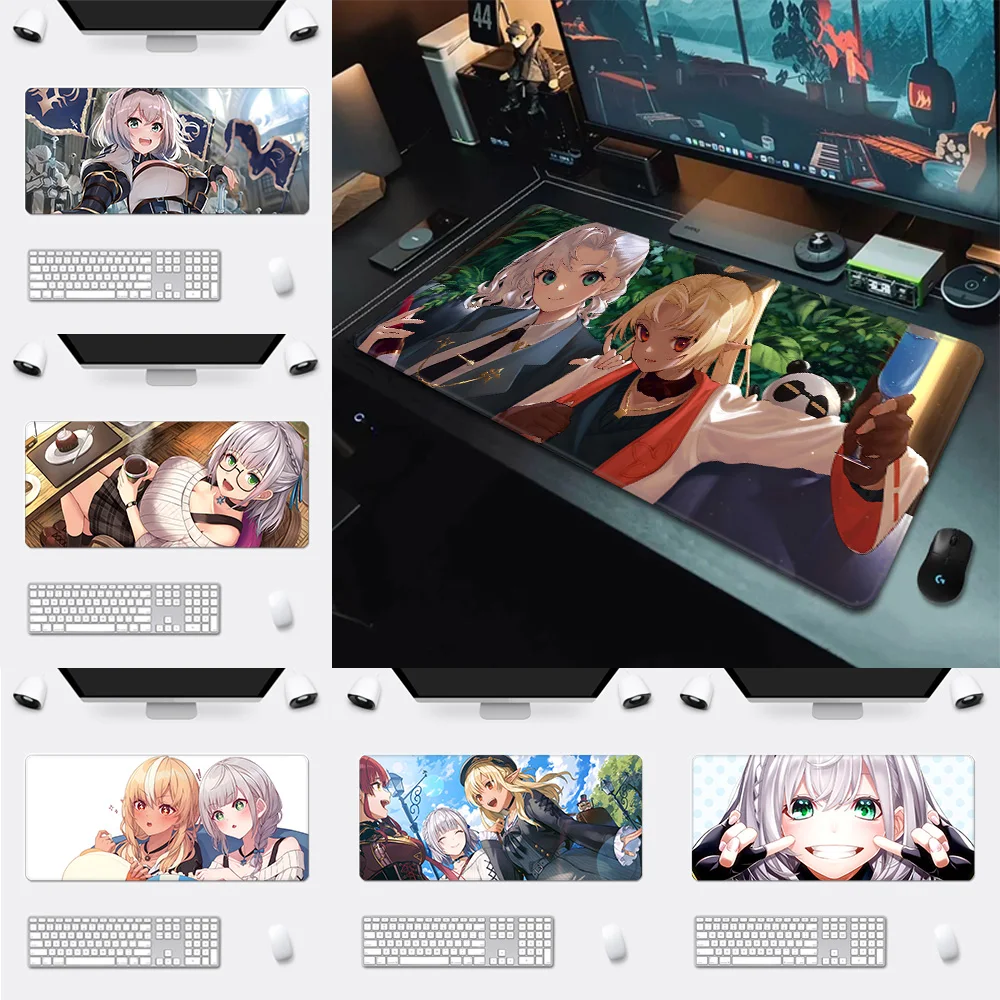 H-Hololive Shirogane Noels Mousepad HD Printing Computer Gamers Locking Edge Non-slip Mouse Pad XXL90x40cm Keyboard PC Desk Pad