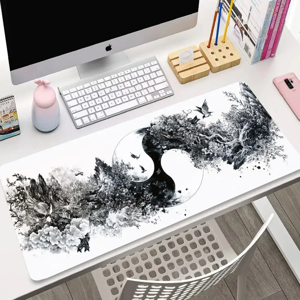

Black and white ink wash painting mouse pad Desktop Mouse Endless Player Office Accessories Computer Large Desk mats